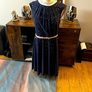 Dress Barn Blue Sheath Midi Dress Sleeveless Scoop Neck